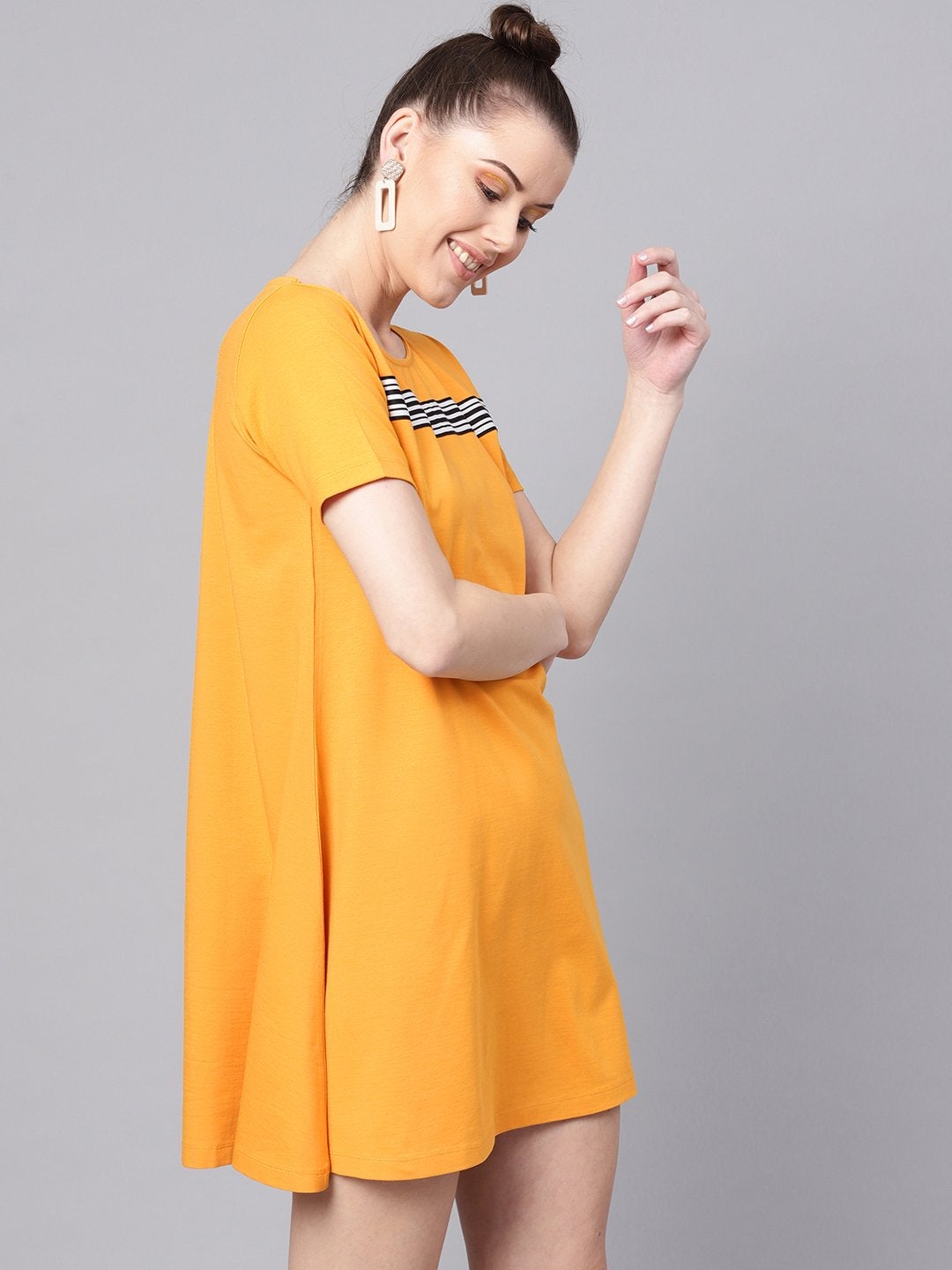 Women's Mustard Tent Athleisure Dress - SASSAFRAS