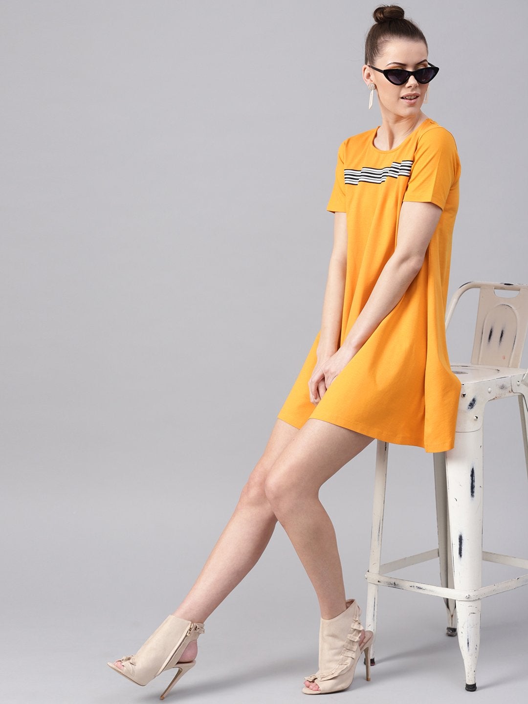 Women's Mustard Tent Athleisure Dress - SASSAFRAS