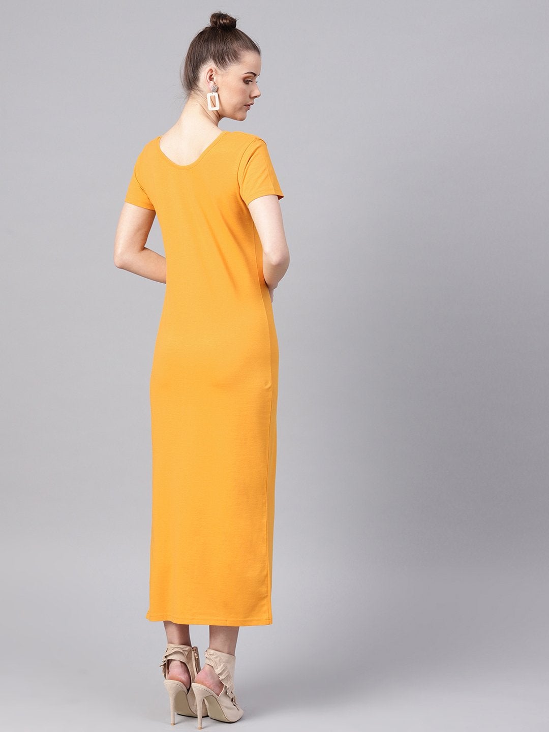 Women's Mustard Side Slit Athleisure Maxi - SASSAFRAS