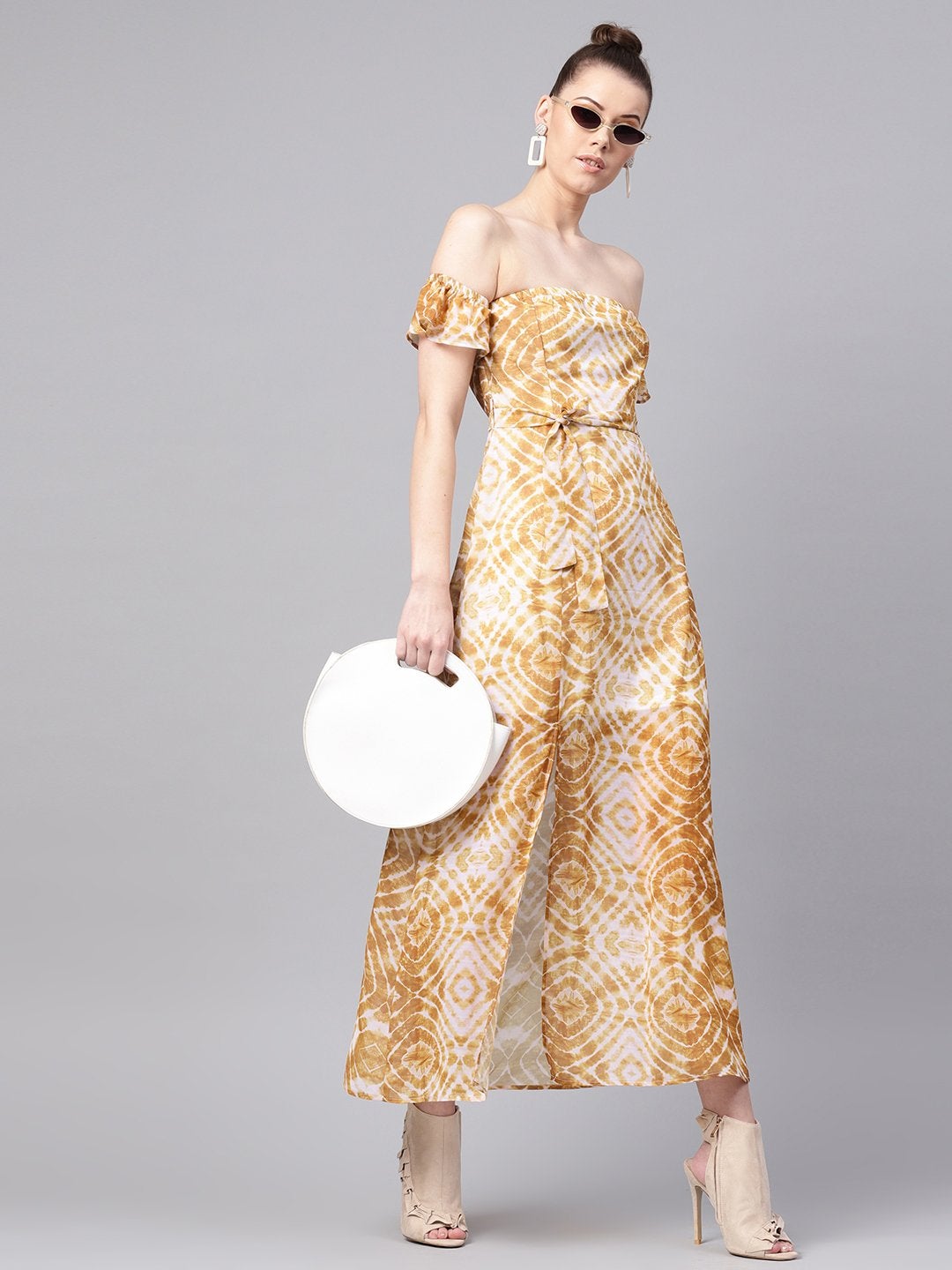 Women's Mustard & White Tube Maxi With Sleeves - SASSAFRAS