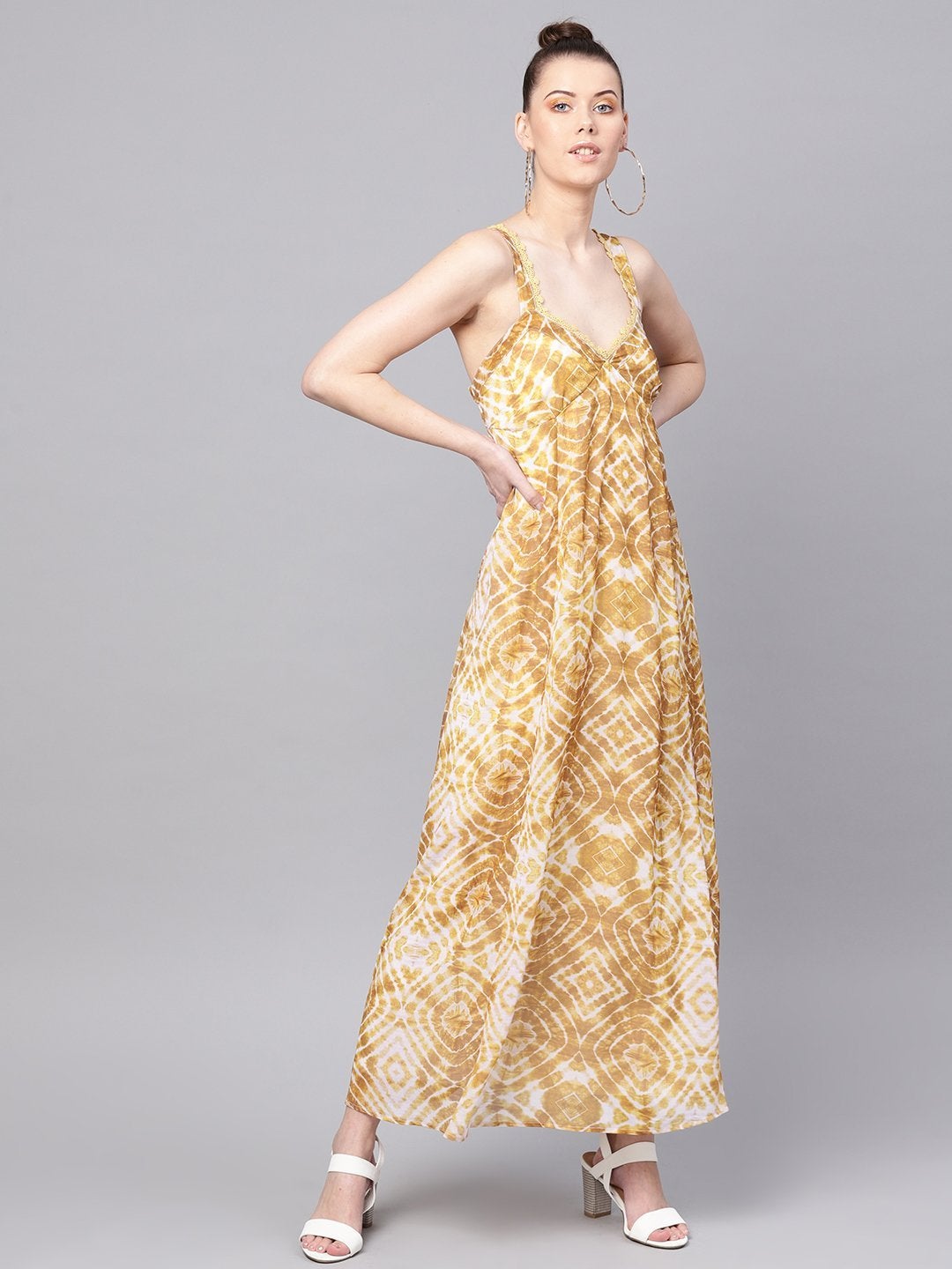 Women's Mustard & White Strappy Maxi - SASSAFRAS