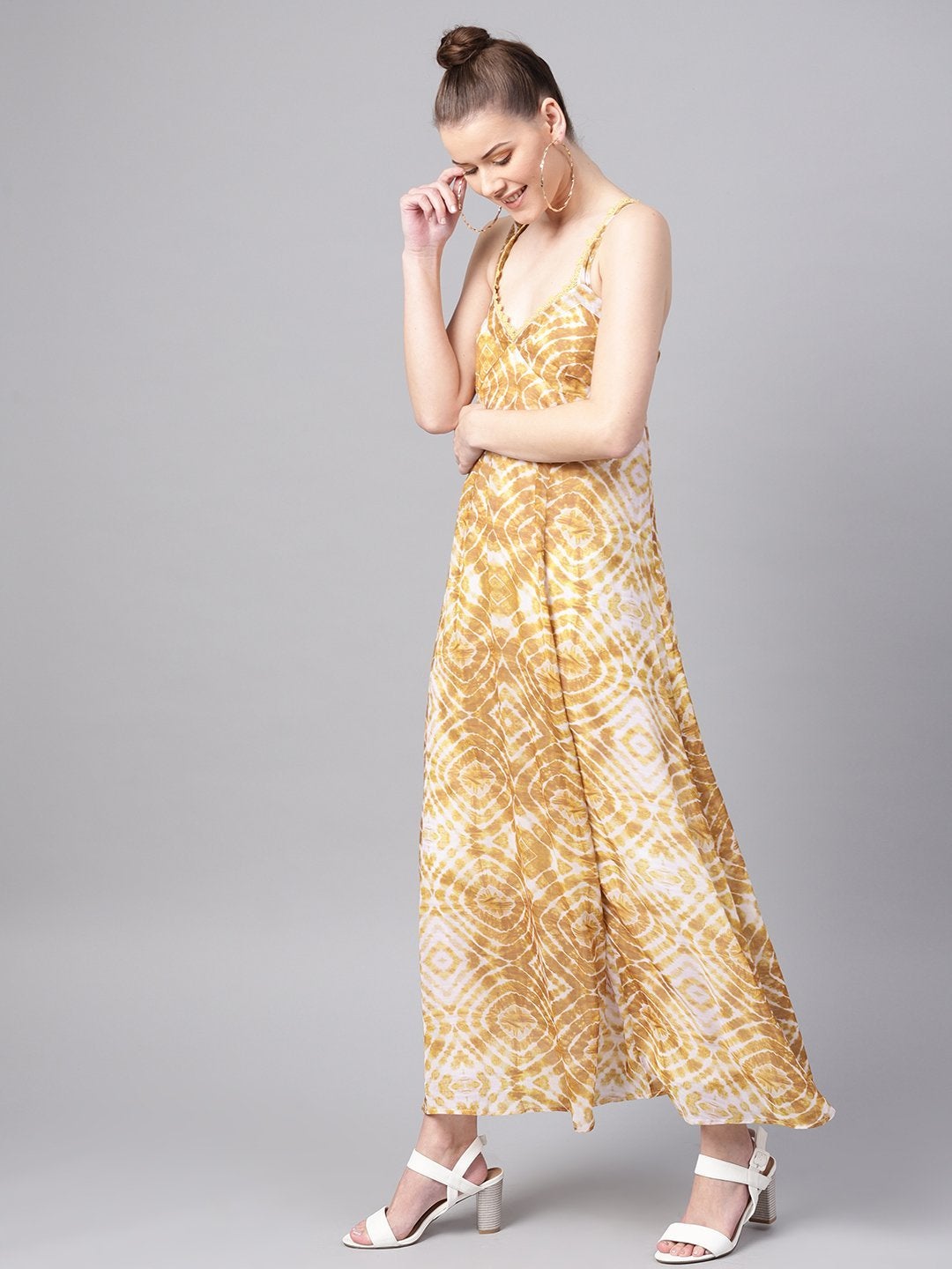 Women's Mustard & White Strappy Maxi - SASSAFRAS