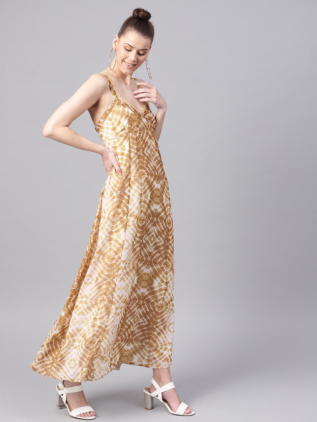 Women's Mustard & White Strappy Maxi - SASSAFRAS