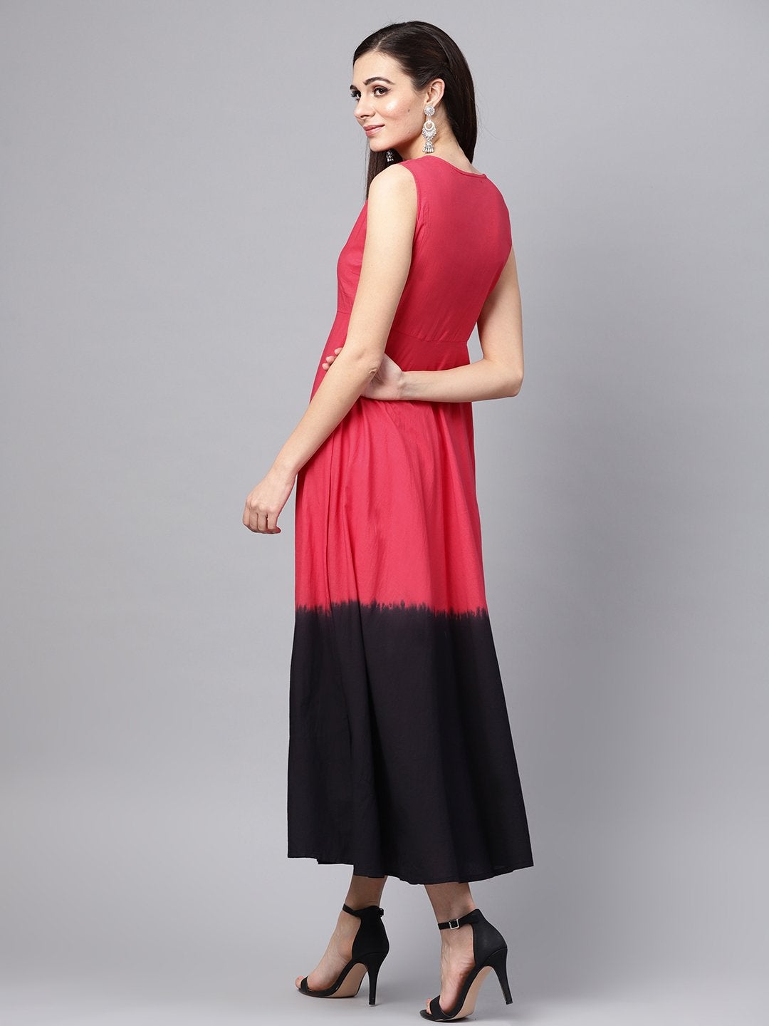 Women's Red & Black Ombre Flared Maxi - SASSAFRAS