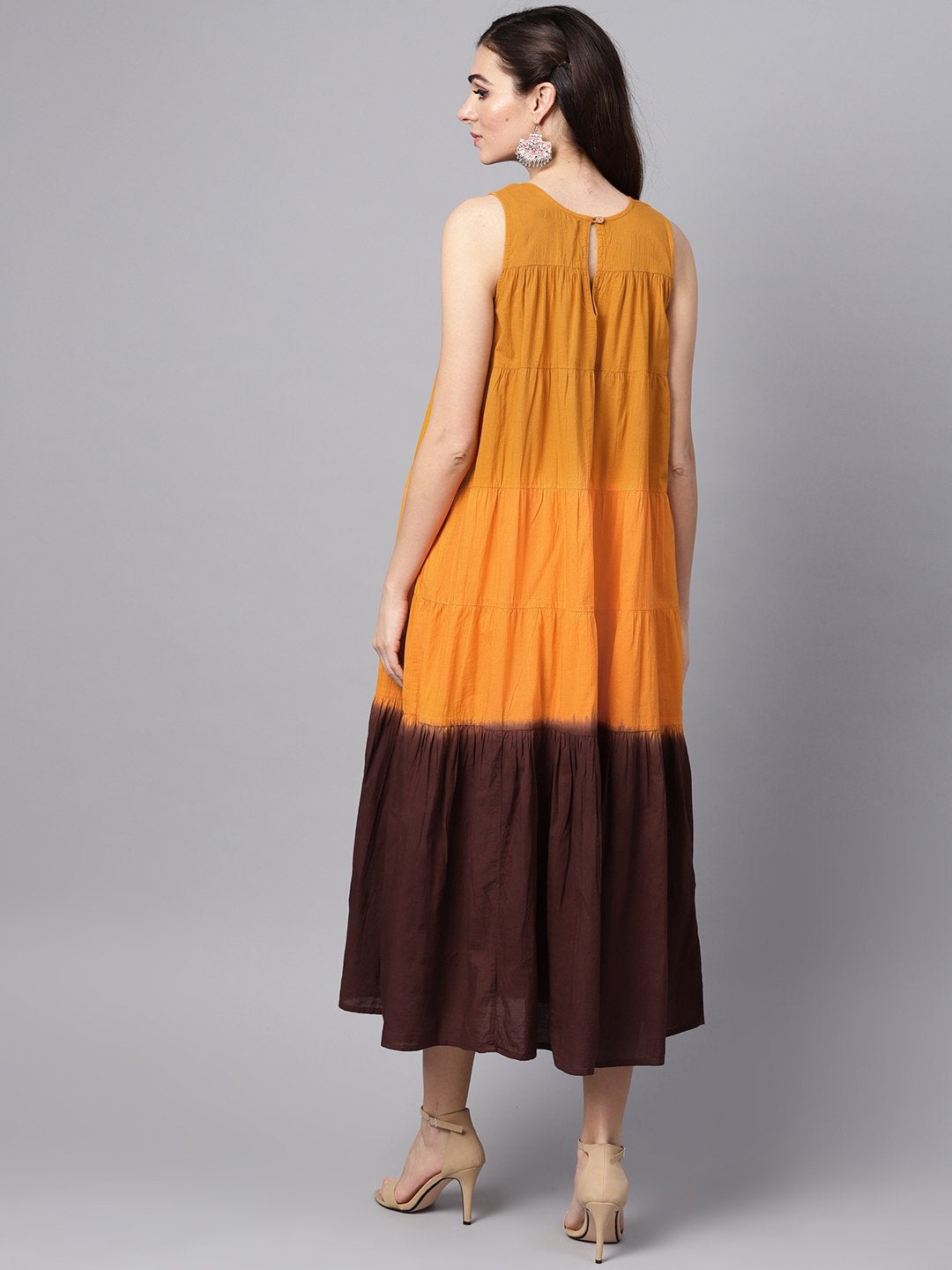 Women's Mustard & Brown Ombre Tiered Maxi - SASSAFRAS