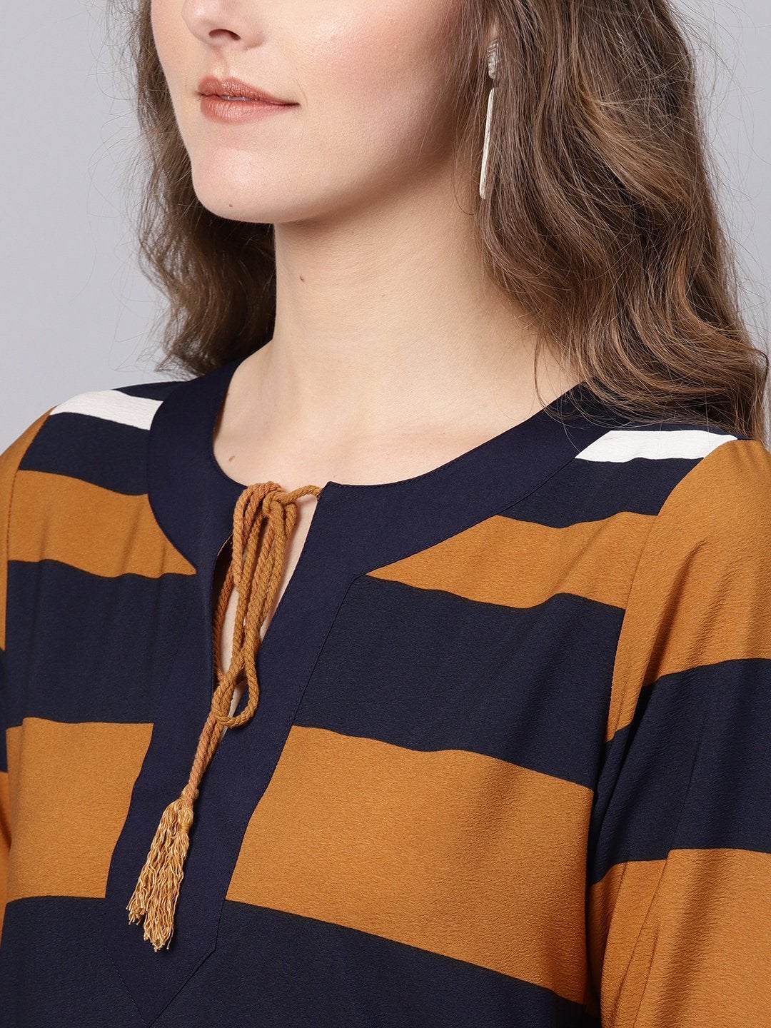 Women's Brown Stripe Shift Dress - SASSAFRAS