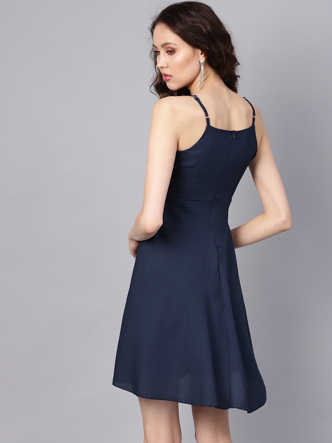 Women's Navy Blue Strappy Short Dress - SASSAFRAS