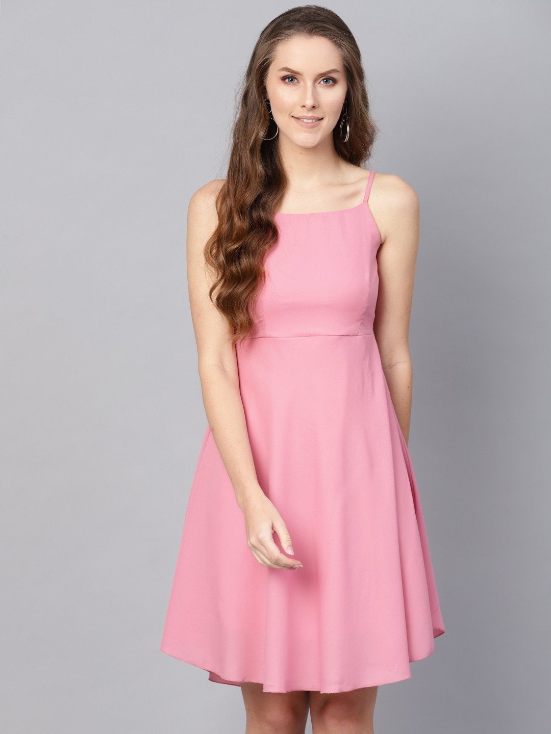 Women's Pink Strappy Short Dress - SASSAFRAS