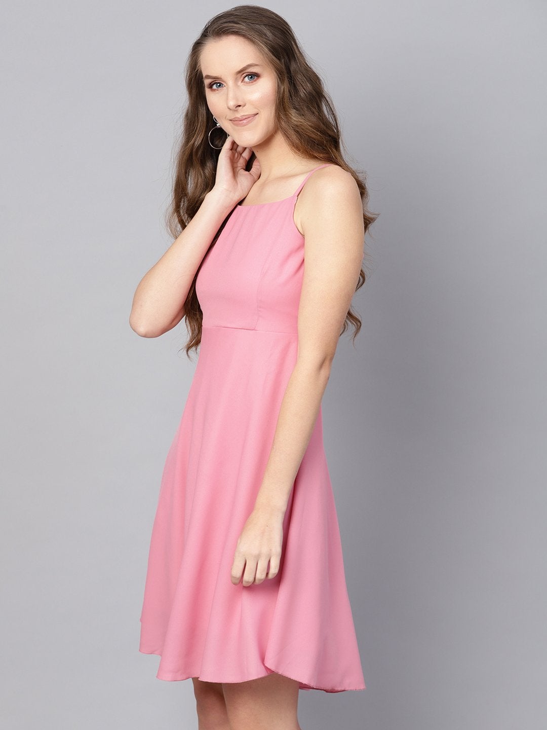 Women's Pink Strappy Short Dress - SASSAFRAS