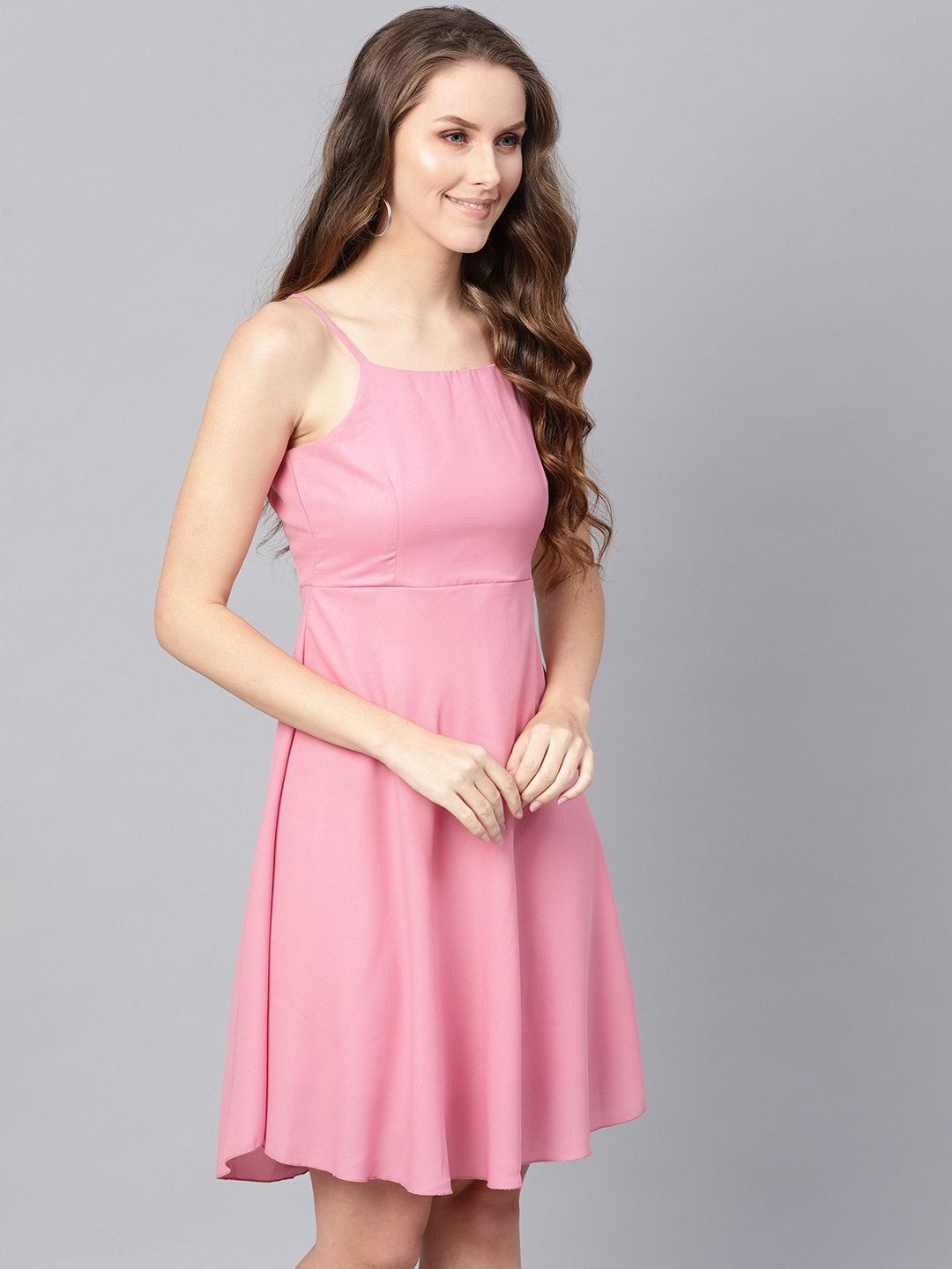 Women's Pink Strappy Short Dress - SASSAFRAS