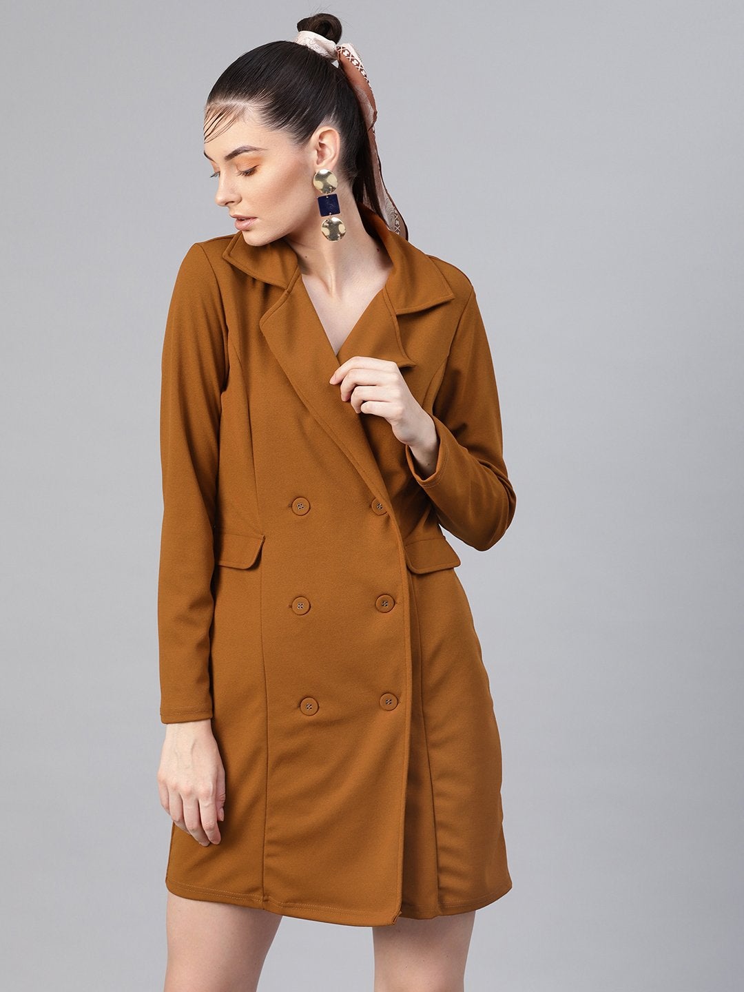 Women's Brown Blazer Dress - SASSAFRAS