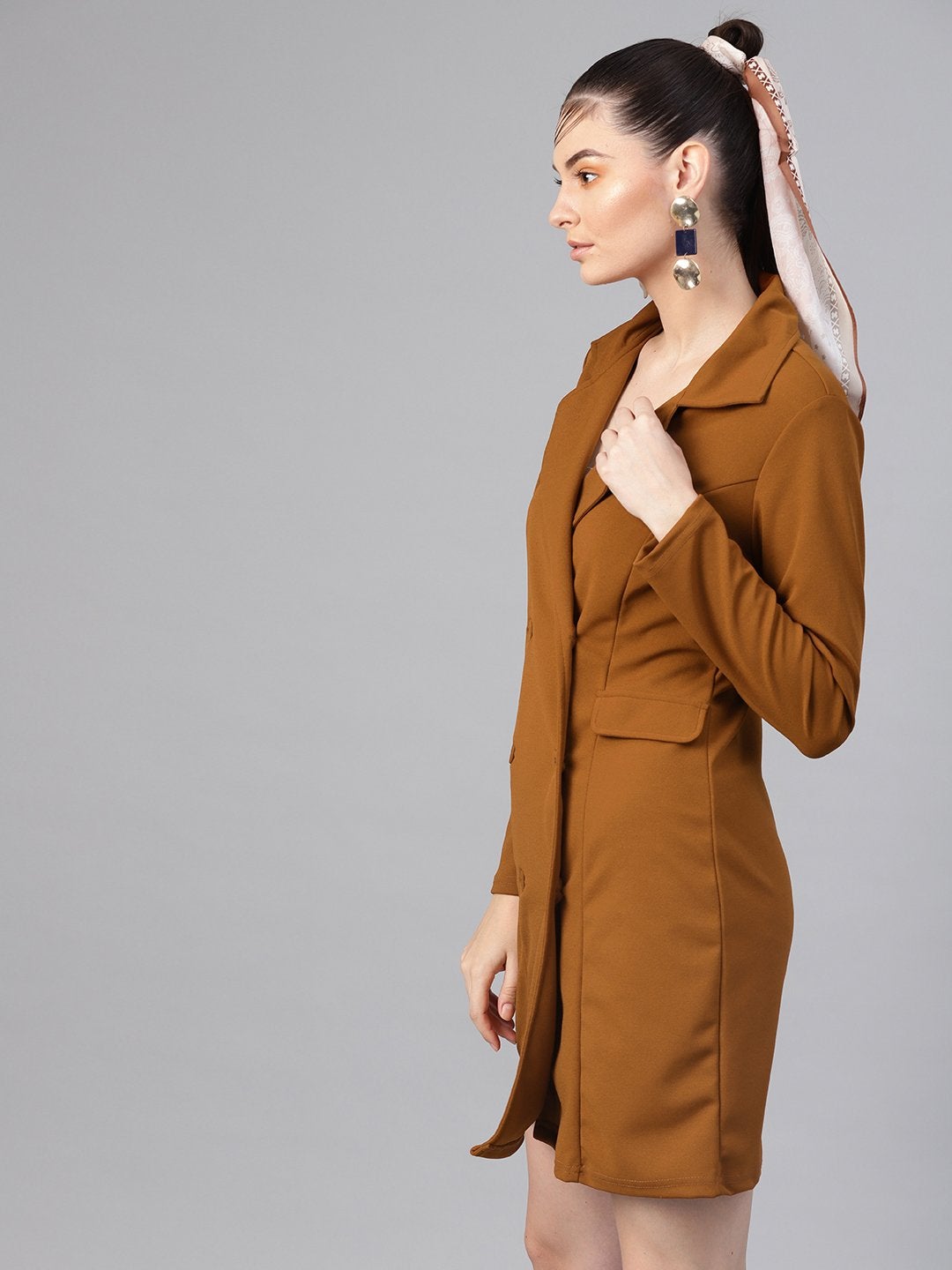 Women's Brown Blazer Dress - SASSAFRAS