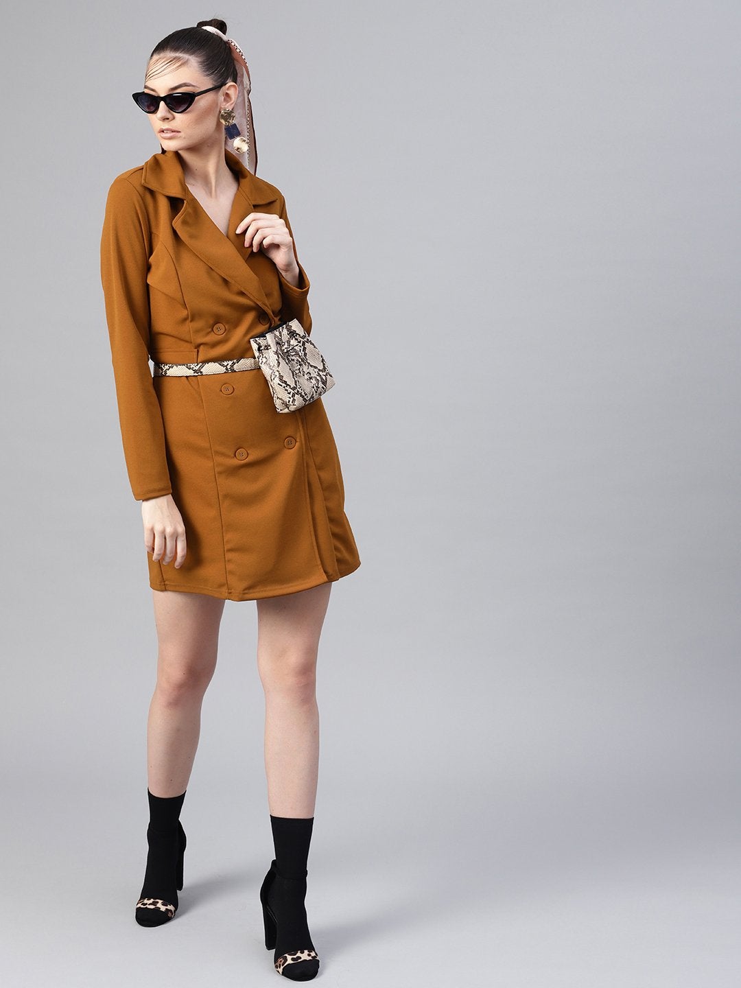 Women's Brown Blazer Dress - SASSAFRAS