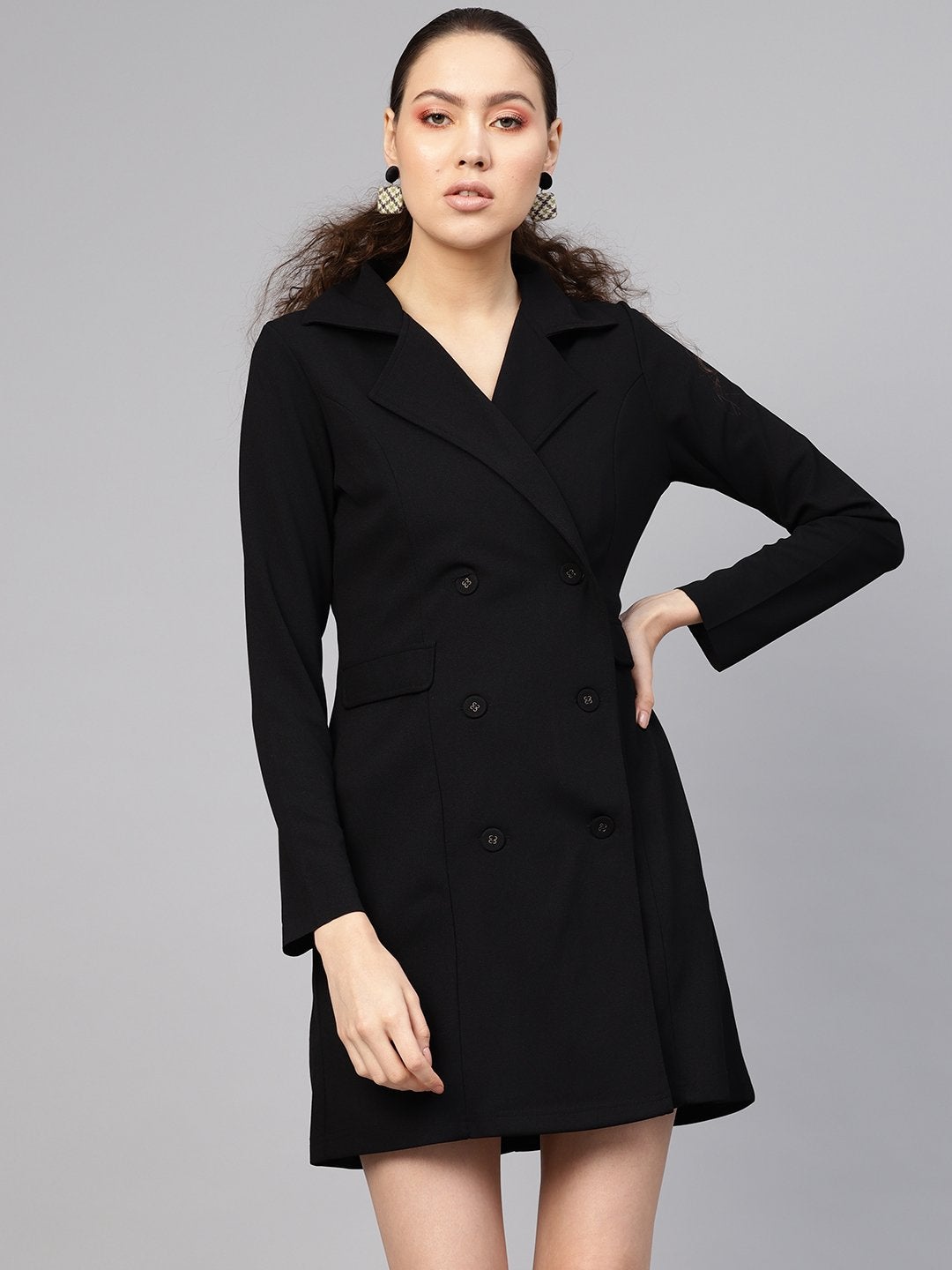 Women's Black Blazer Dress - SASSAFRAS