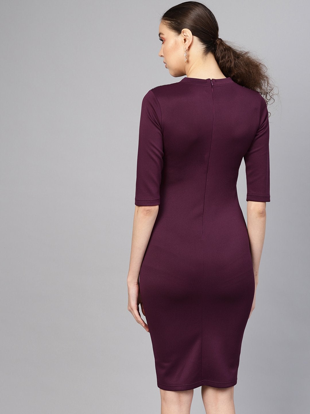 Women's Purple Metal Trim Bodycon Dress - SASSAFRAS