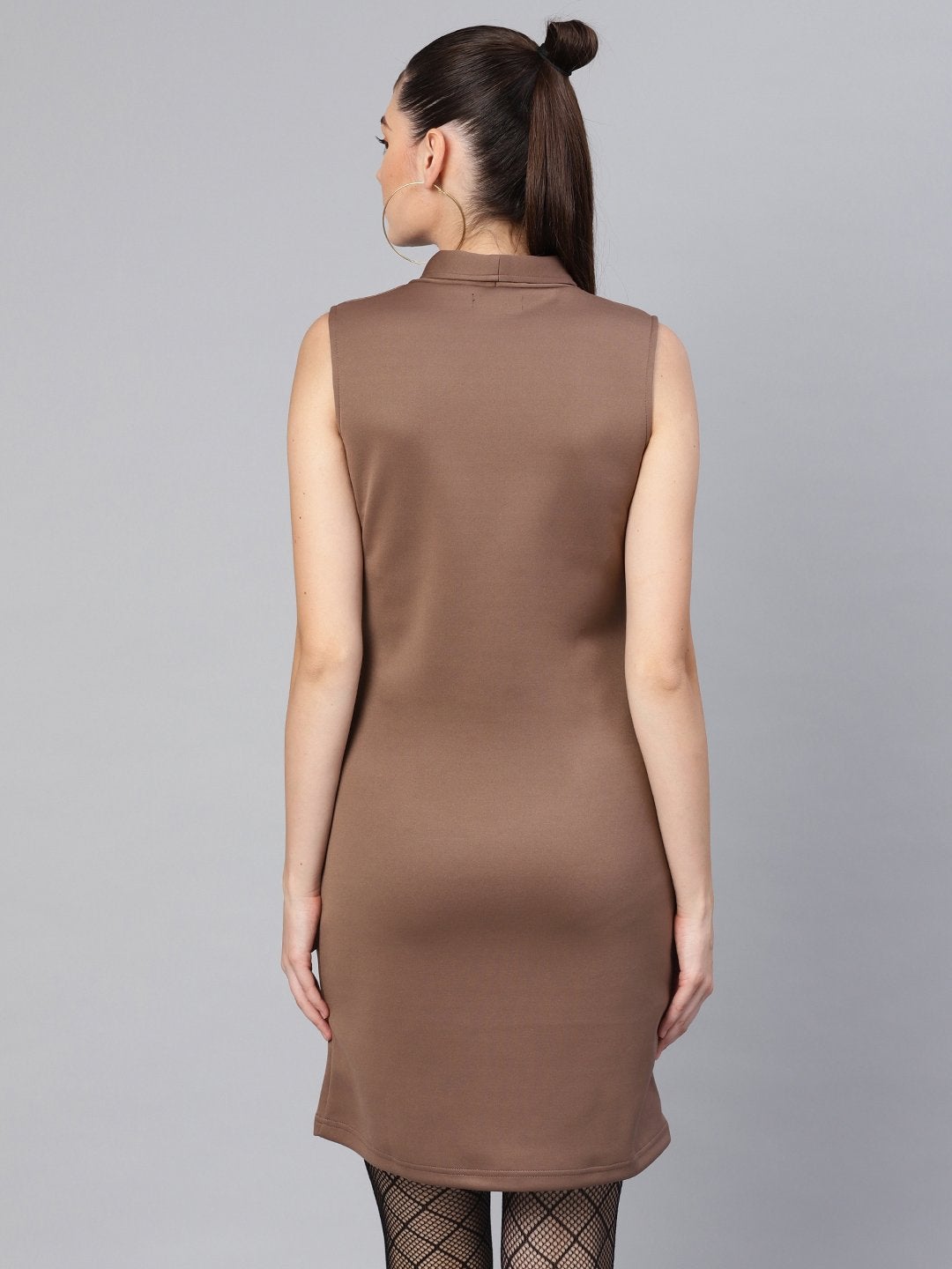 Women's Brown Sleeveless Blazer Dress - SASSAFRAS