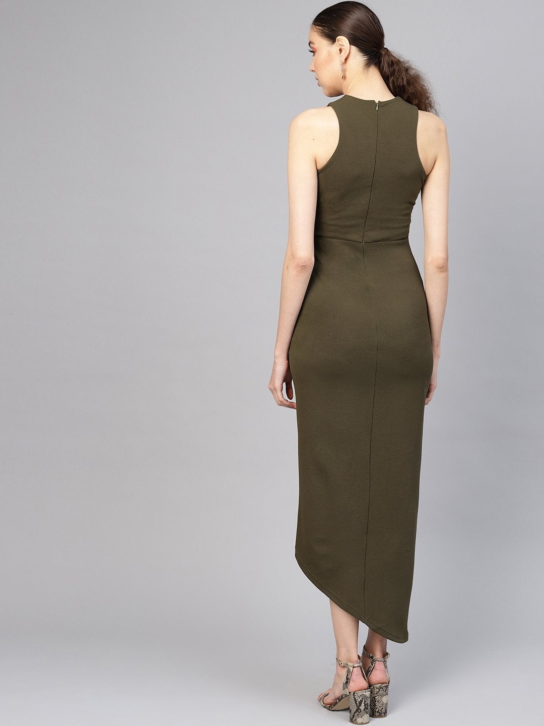 Women's Olive Halter Maxi - SASSAFRAS