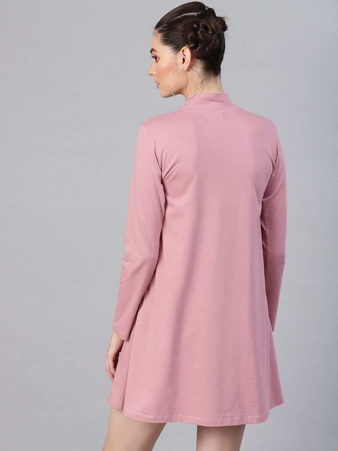 Women's Baked Pink Turtle Neck Tent Dress - SASSAFRAS