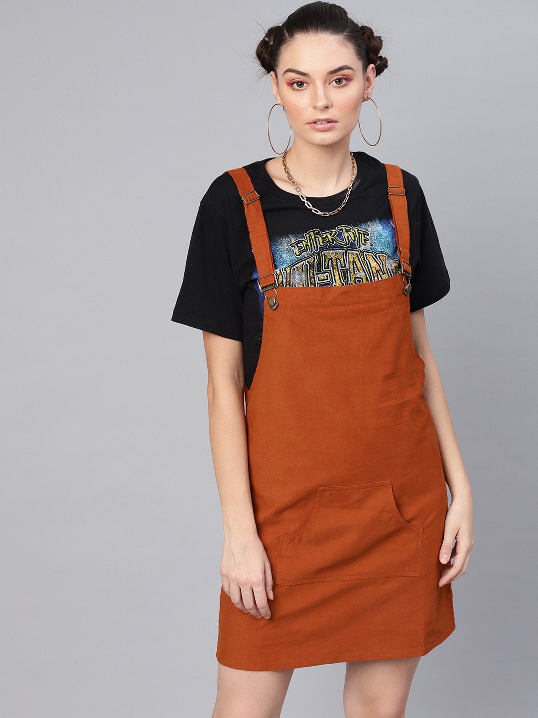 Women's Rust Corduroy Pinafore Dress - SASSAFRAS