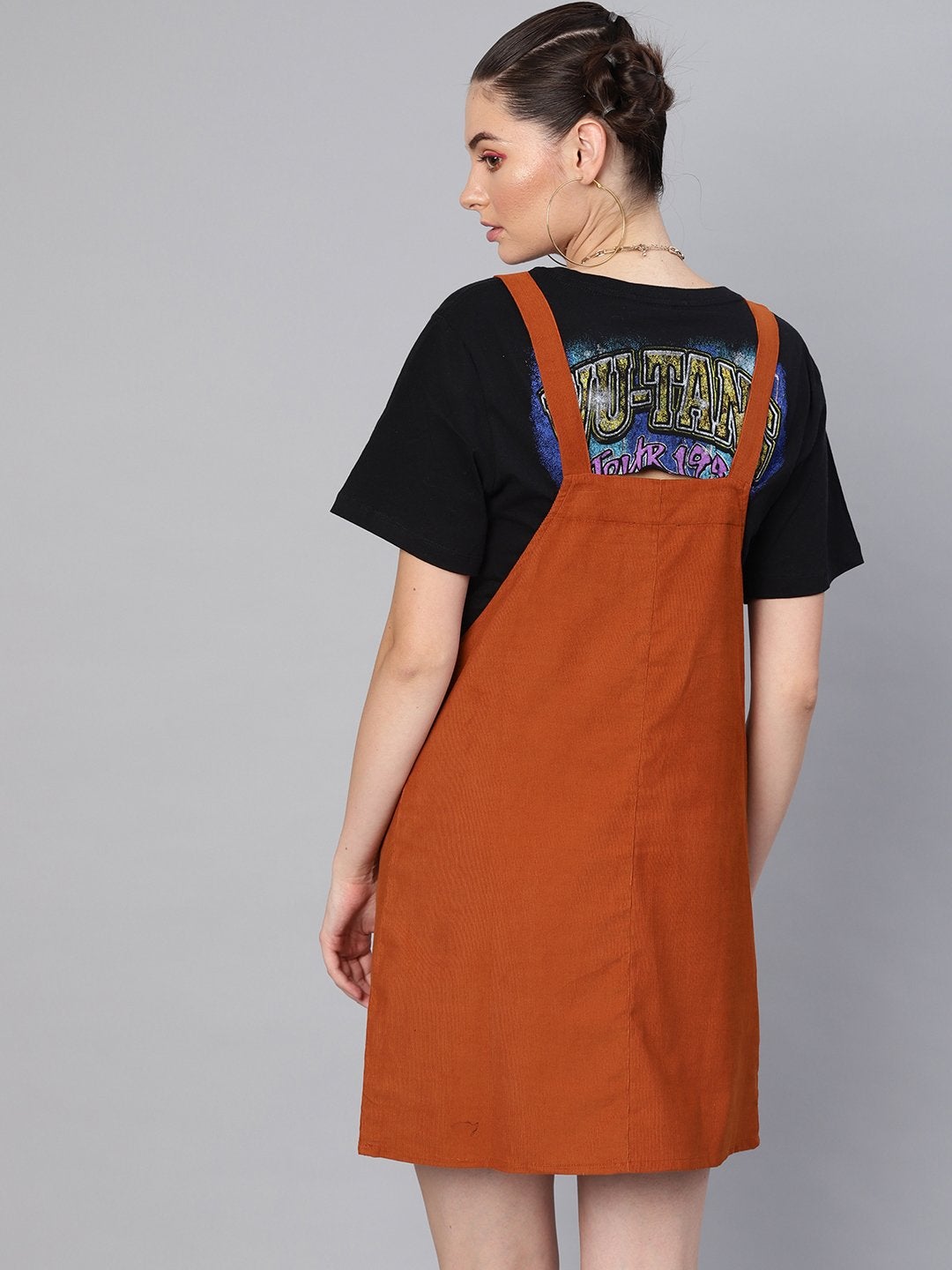 Women's Rust Corduroy Pinafore Dress - SASSAFRAS