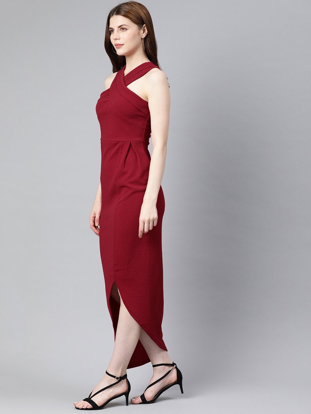 Women's Wine Halter Maxi - SASSAFRAS