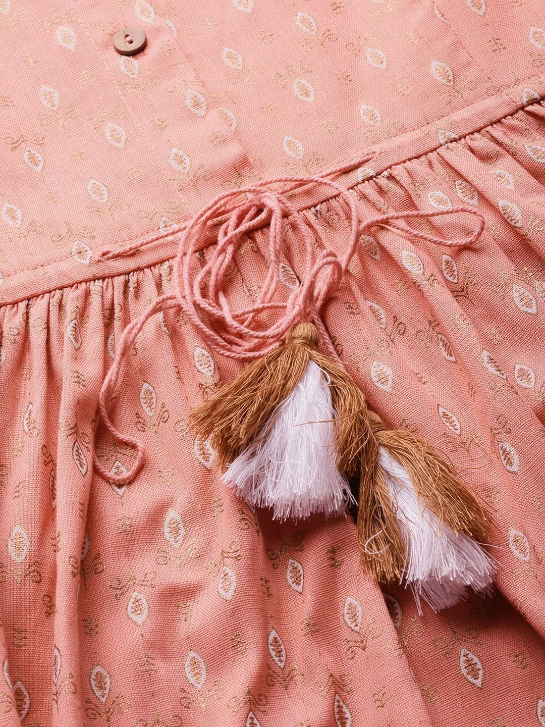 Women's Peach Foil Drawstring Dress - SASSAFRAS