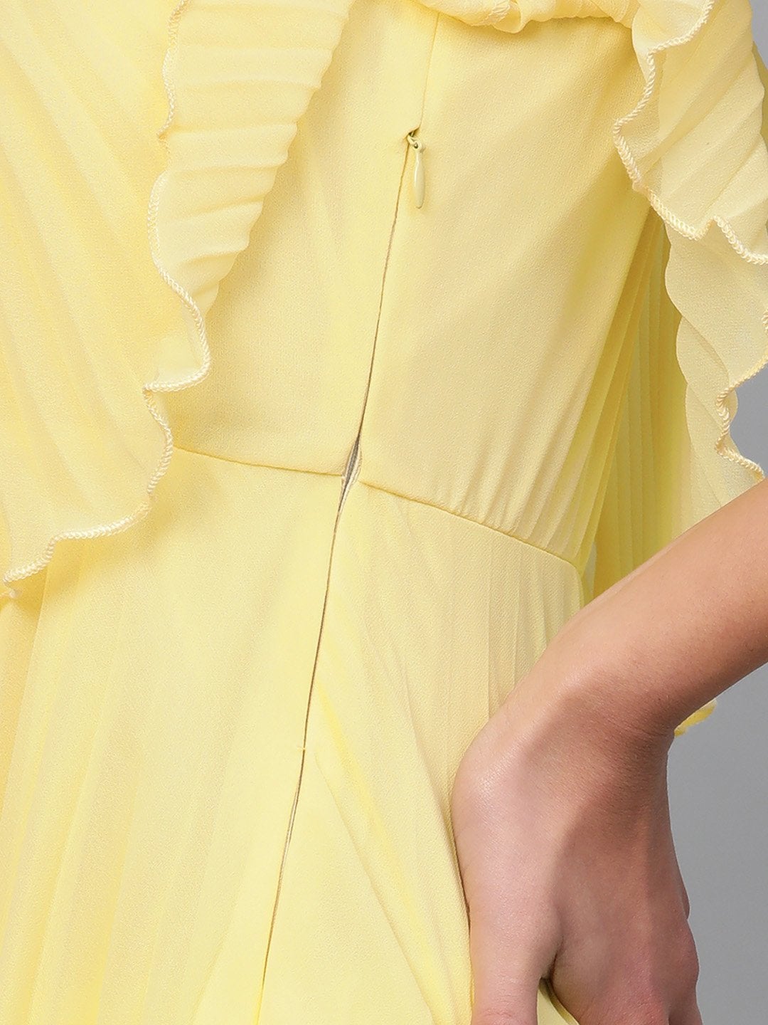Women's Lemon Pleated Short Strappy Skater Dress - SASSAFRAS