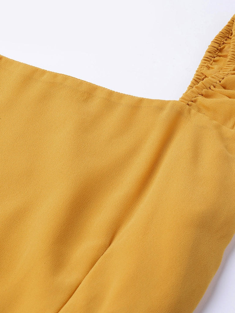 Women's Mustard Strappy Frill Tiered Maxi