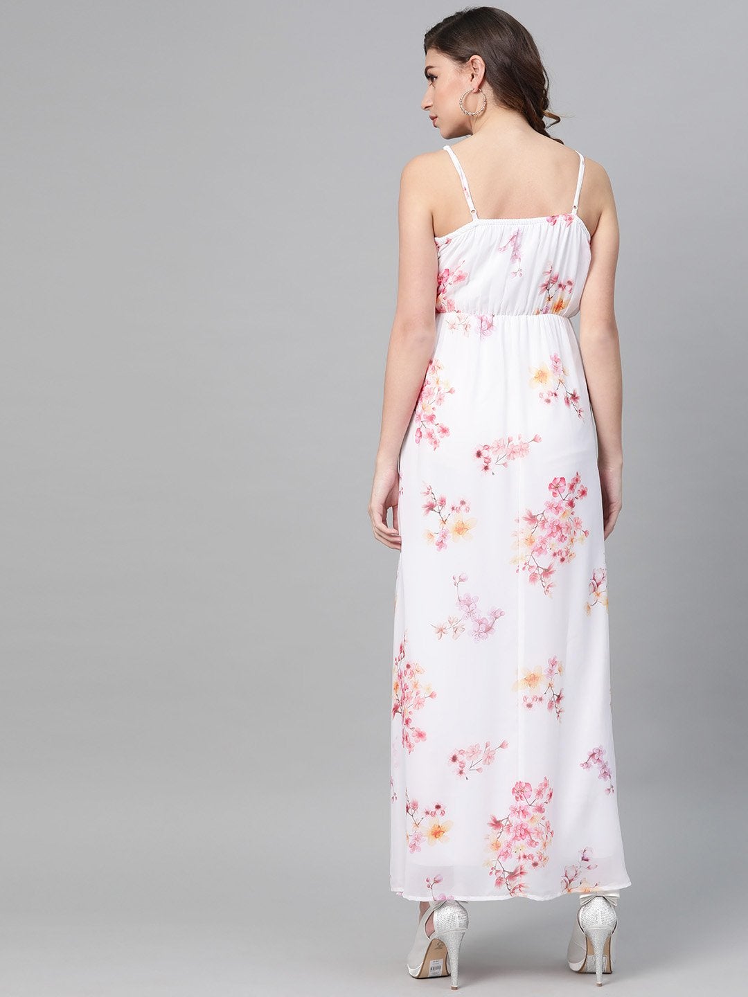 Women's Off-White Floral Strappy Maxi Dress - SASSAFRAS