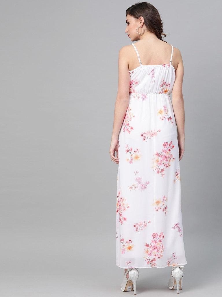 Women's Off-White Floral Strappy Maxi Dress