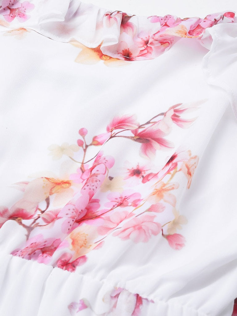 Women's Off-White Floral Strappy Maxi Dress