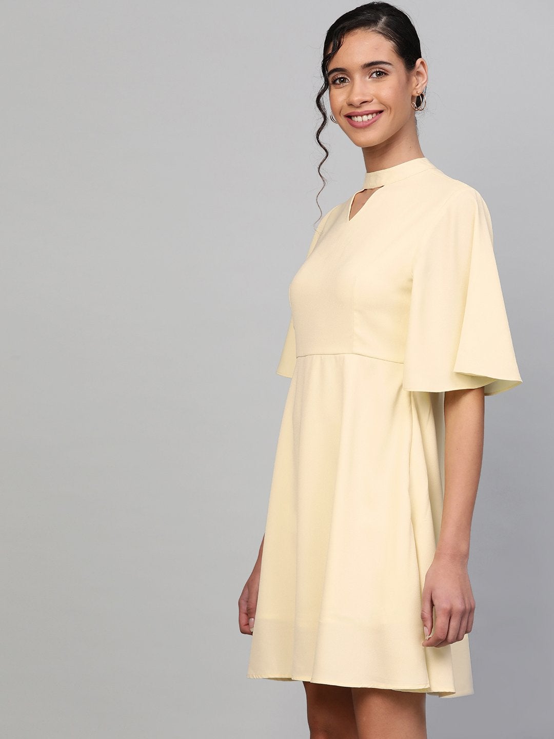 Women's Lemon Choker Neck Skater Dress - SASSAFRAS