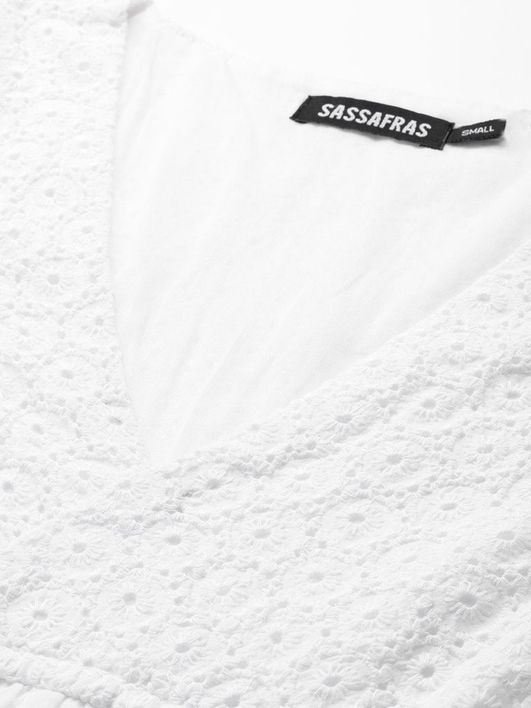 Women's White Schiffli Shift Dress