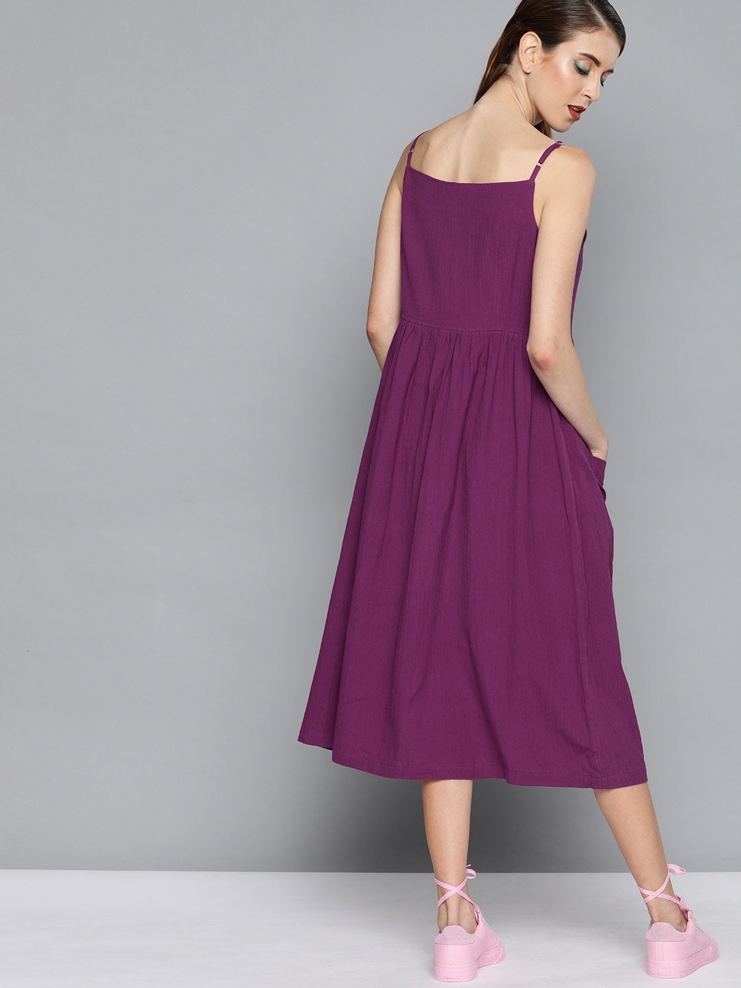 Women's Purple Front Open Strappy Dress - SASSAFRAS