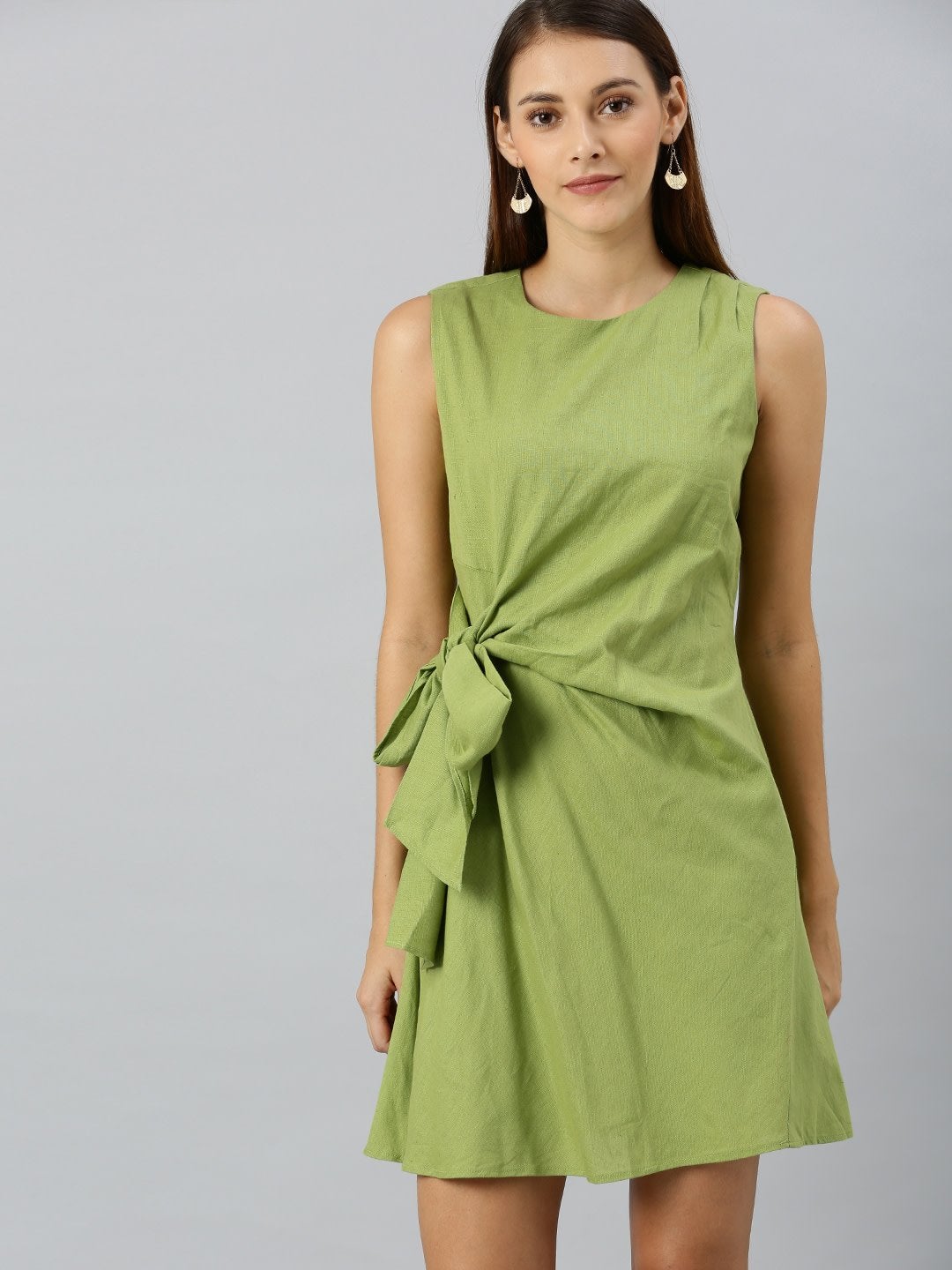 Women's Mint Green Side Knot Shift Dress - SASSAFRAS