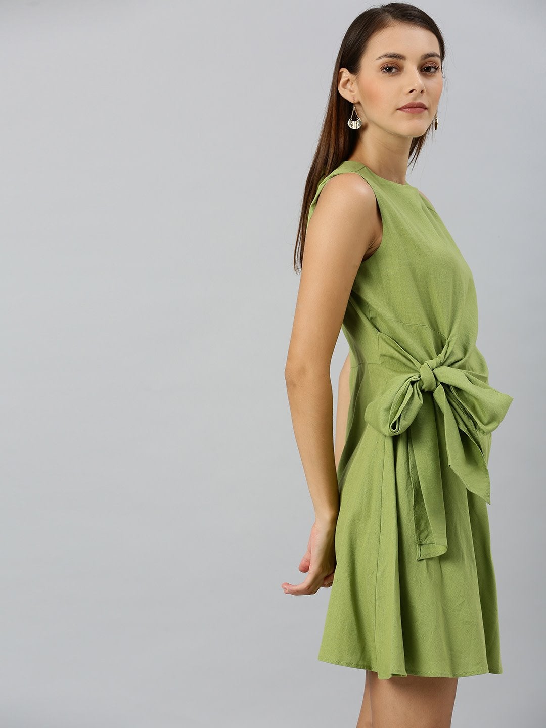 Women's Mint Green Side Knot Shift Dress - SASSAFRAS