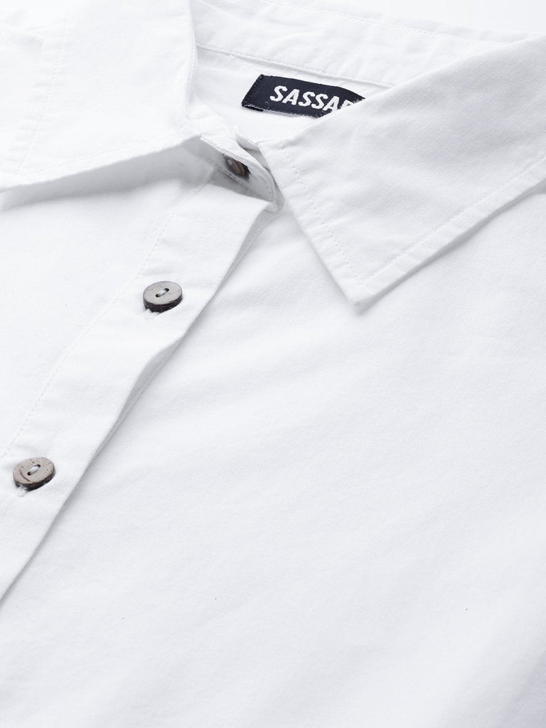 Women's White Tiered Shirt Dress