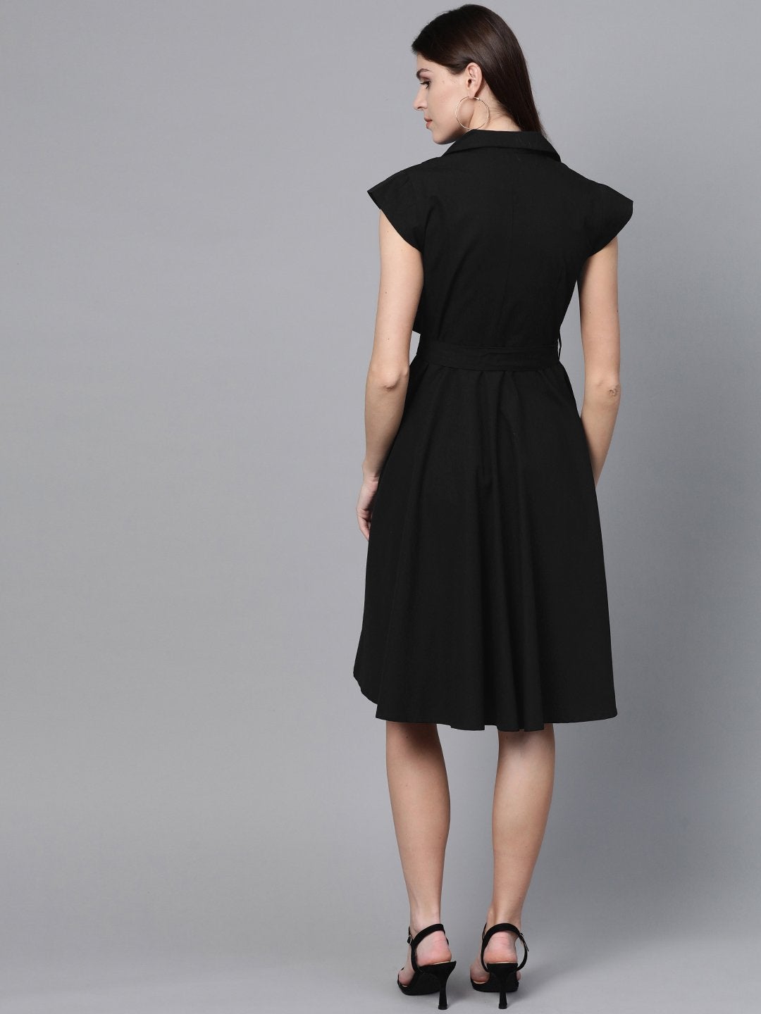 Women's Black Trench Wrap Dress - SASSAFRAS