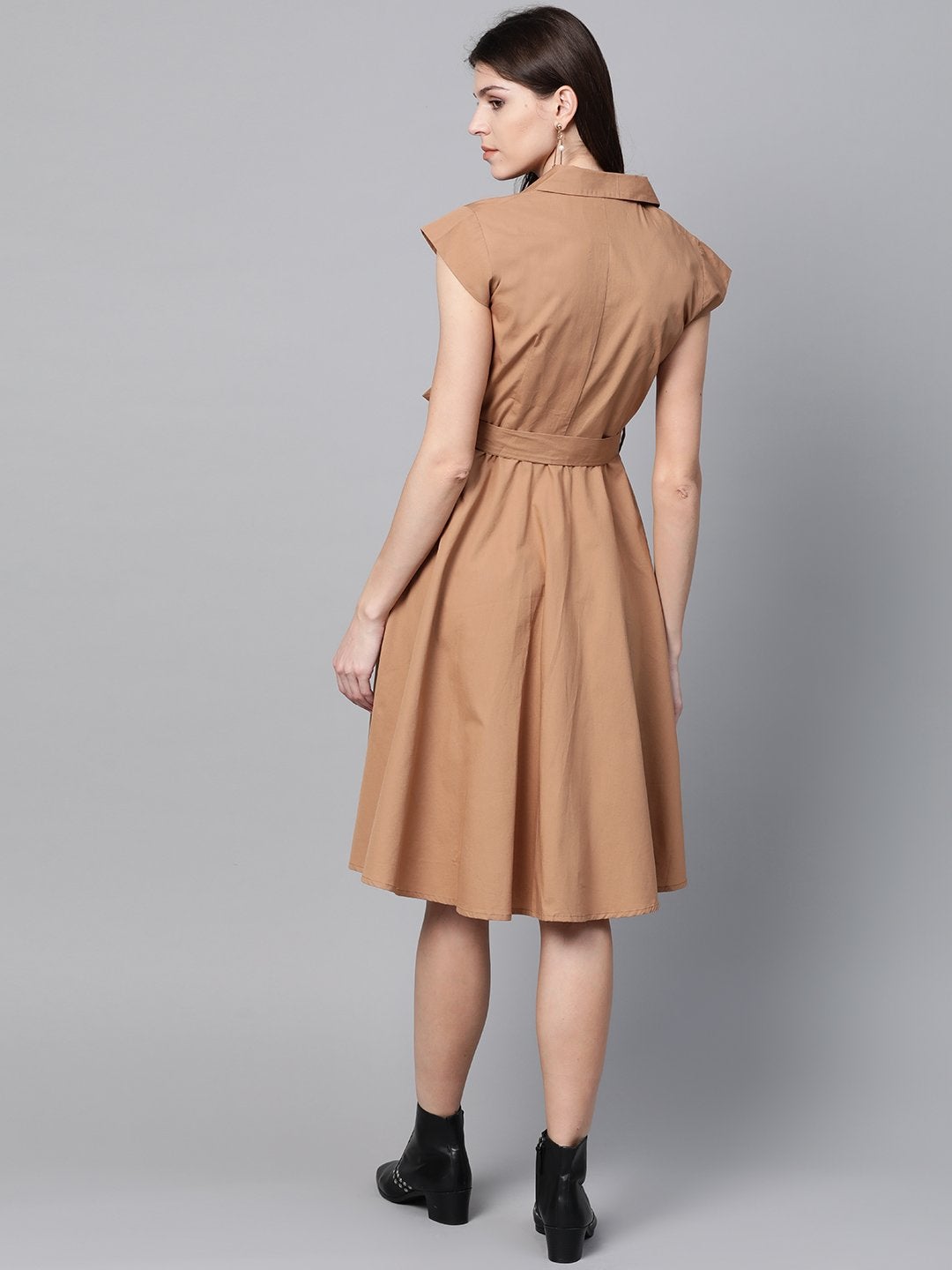 Women's Brown Trench Wrap Dress - SASSAFRAS