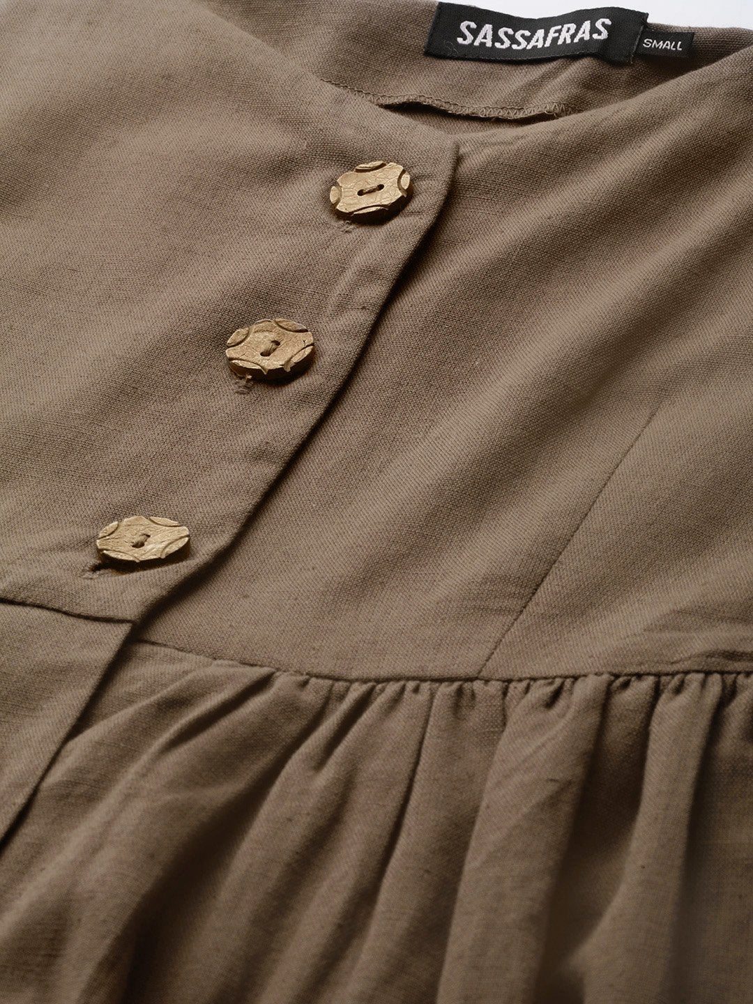 Women's Brown Button Strappy Midi - SASSAFRAS