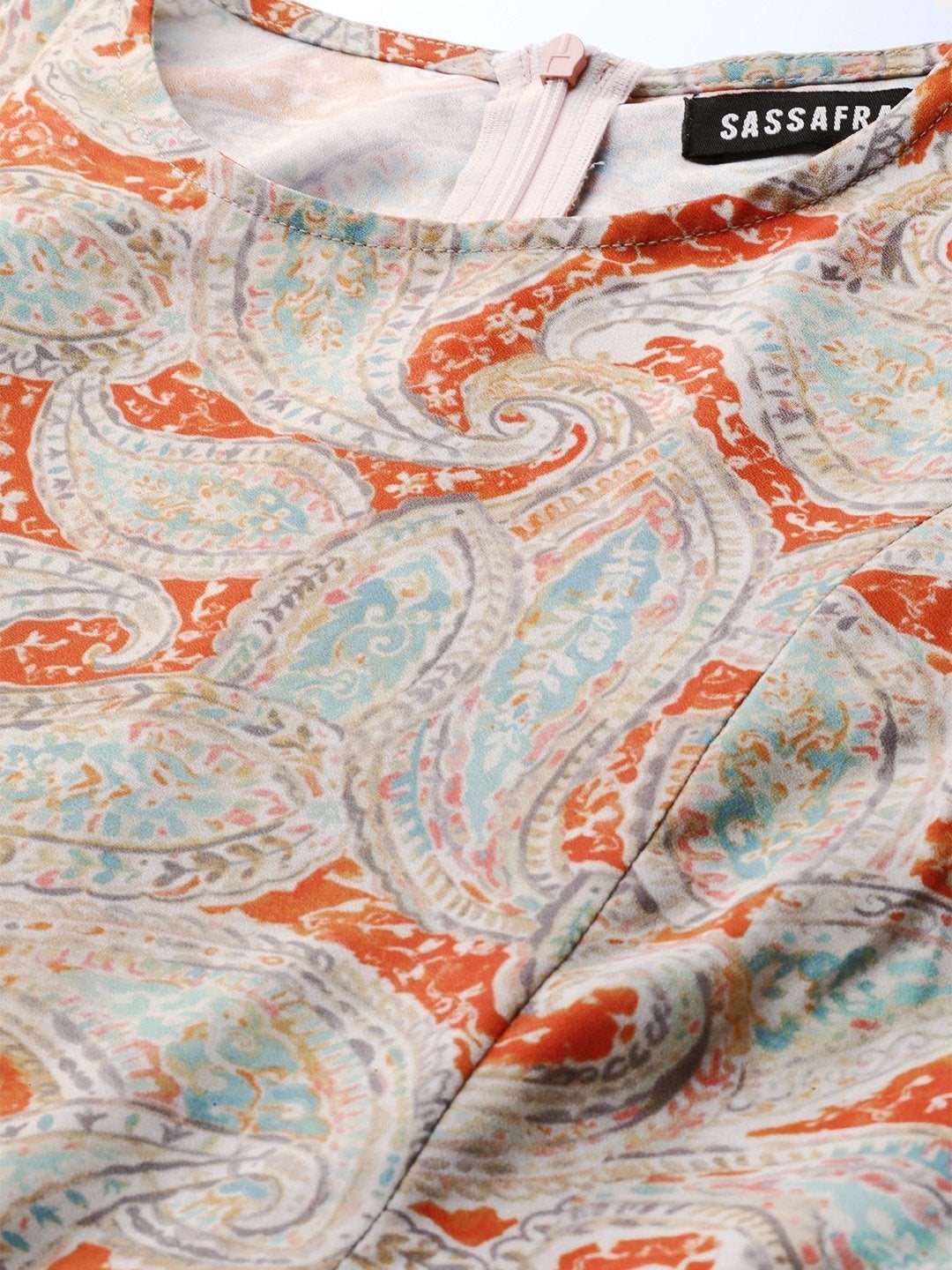 Women's Orange Paisley Tiered Maxi - SASSAFRAS