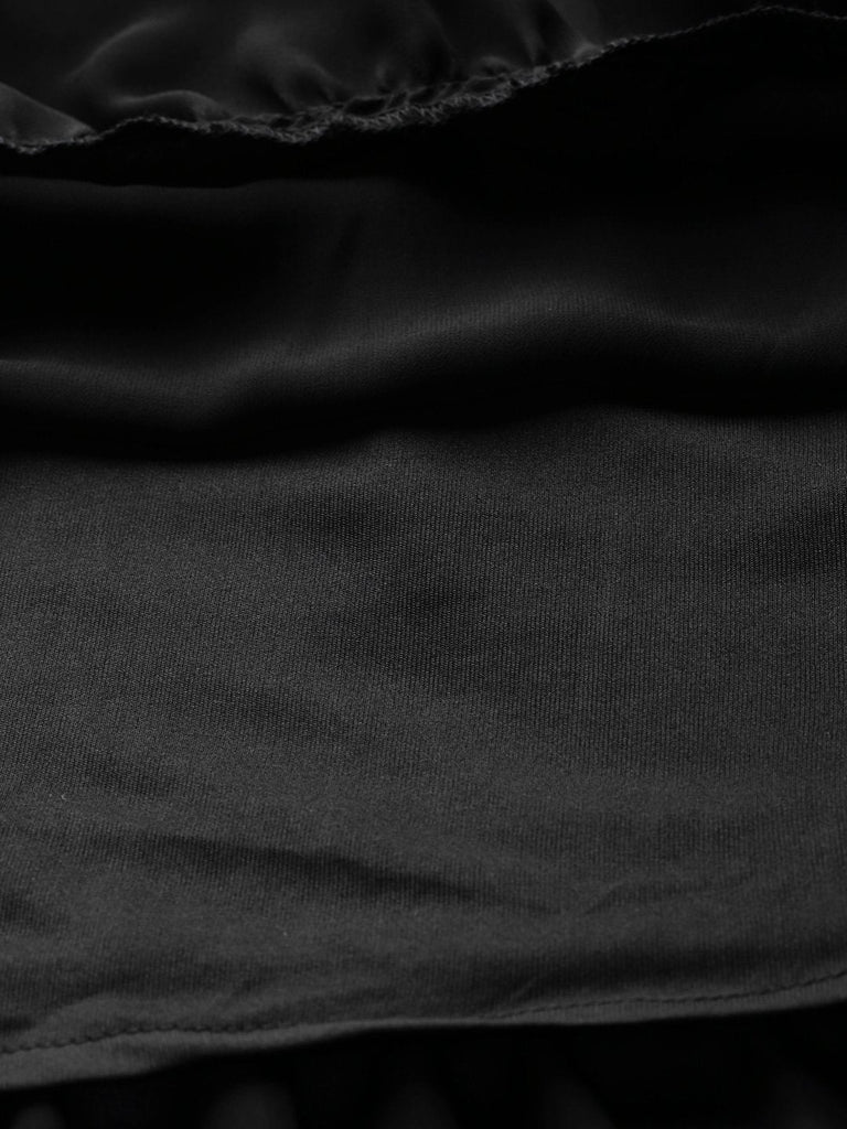 Women's Black Square Neck Tiered Maxi Dress