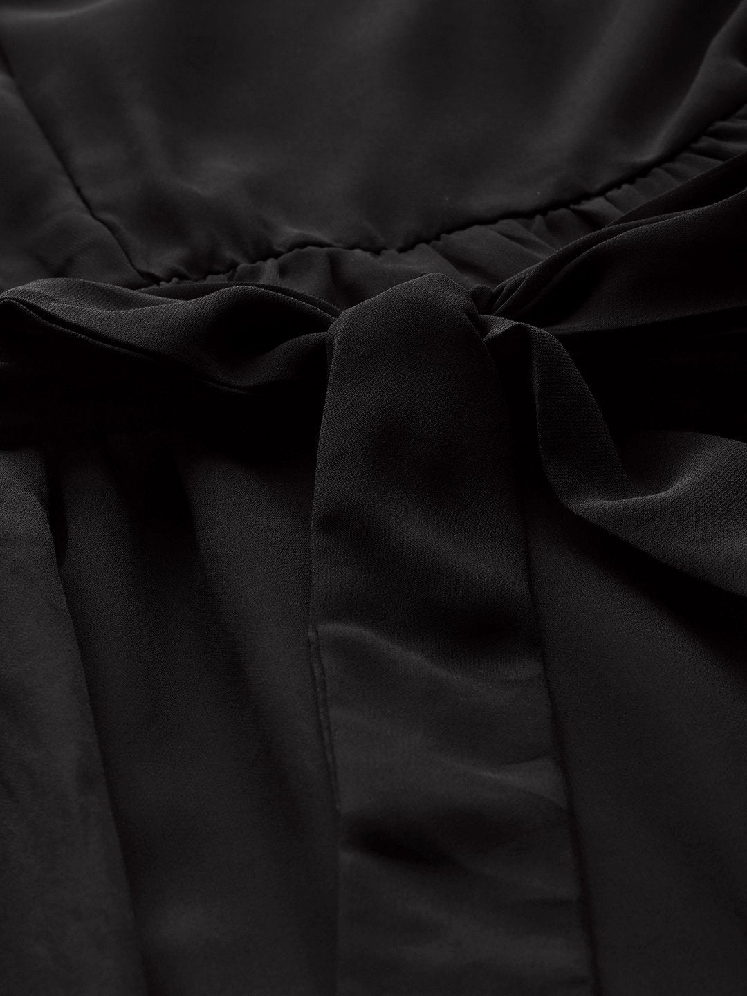 Women's Black Square Neck Tiered Maxi Dress - SASSAFRAS
