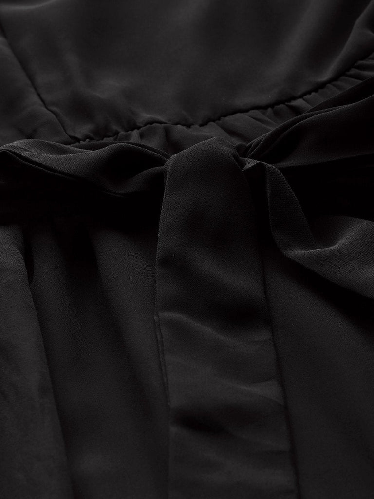 Women's Black Square Neck Tiered Maxi Dress