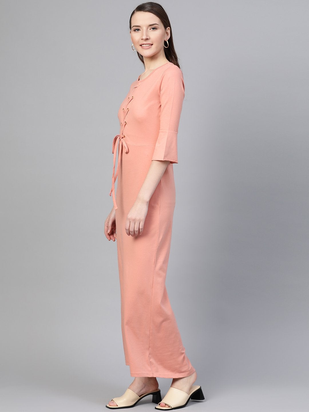 Women's Peach Front Criss Cross Detail Maxi - SASSAFRAS