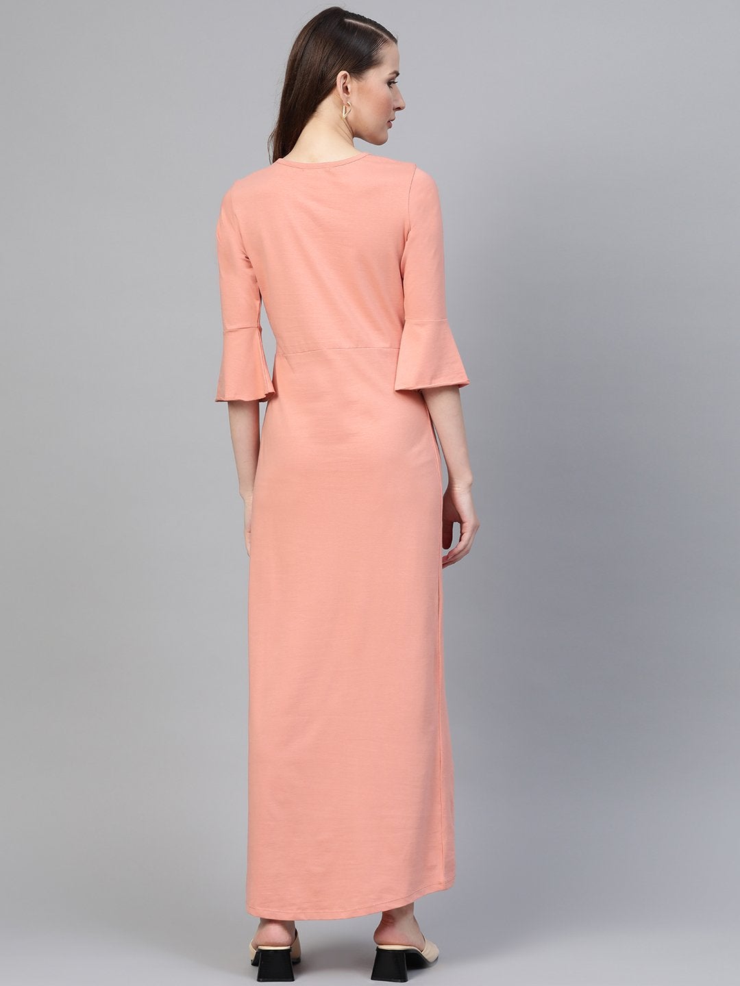 Women's Peach Front Criss Cross Detail Maxi - SASSAFRAS