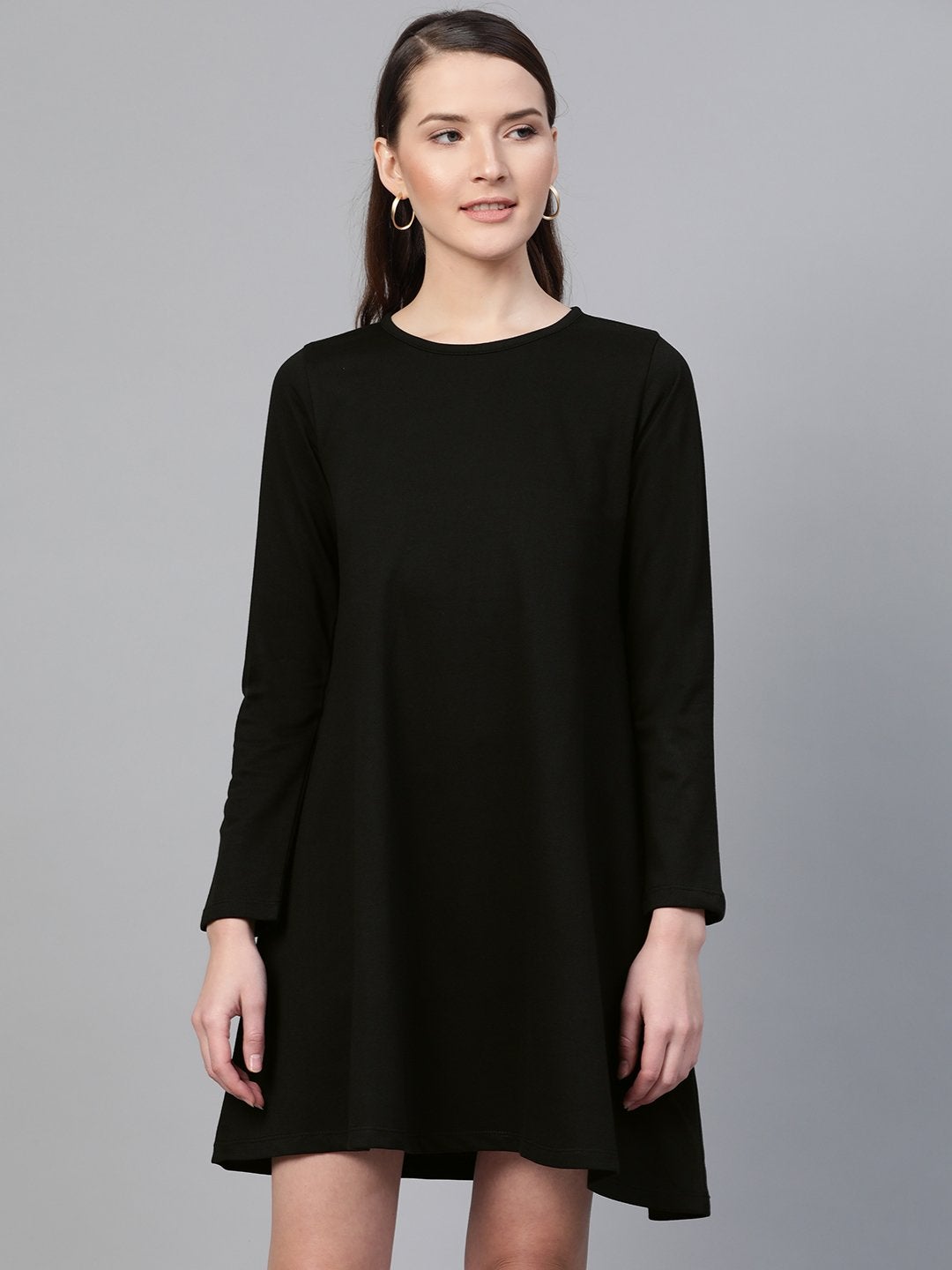 Women's Black Terry Tent Dress - SASSAFRAS