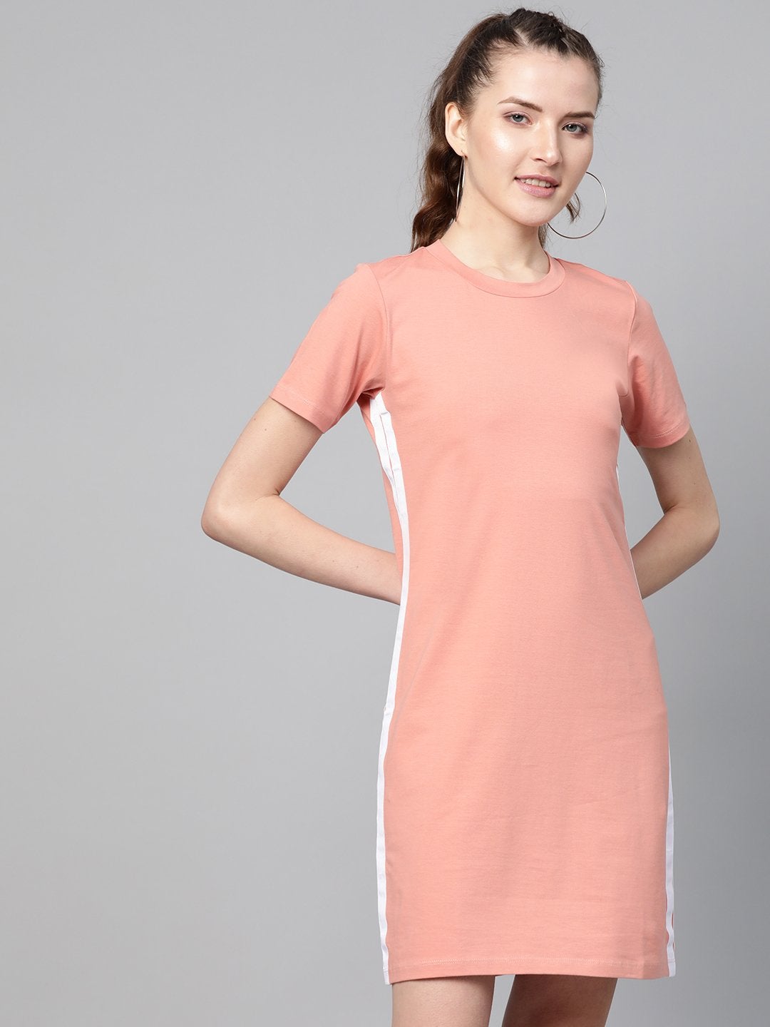 Women's Peach Side Tape Bodycon Dress - SASSAFRAS