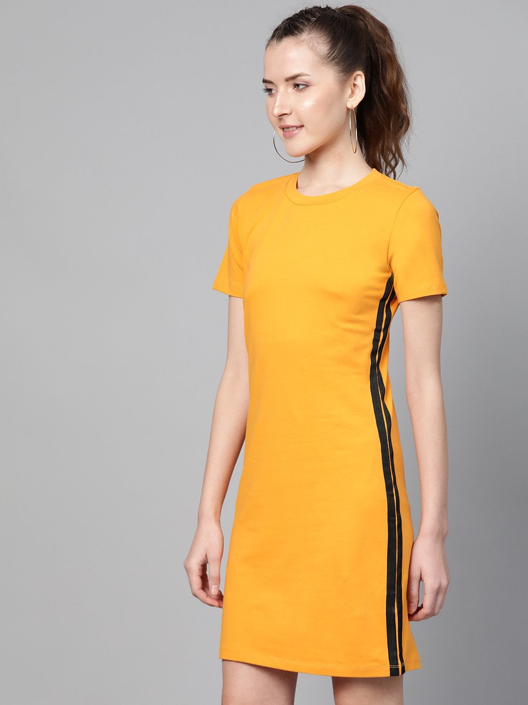 Women's Mustard Side Tape Bodycon Dress - SASSAFRAS