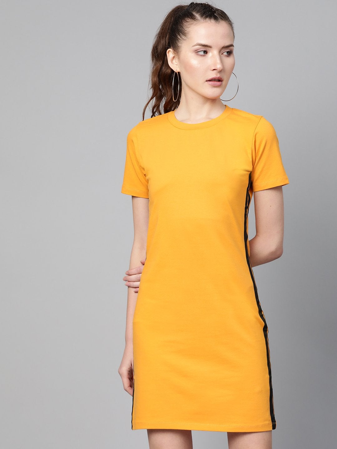 Women's Mustard Side Tape Bodycon Dress - SASSAFRAS